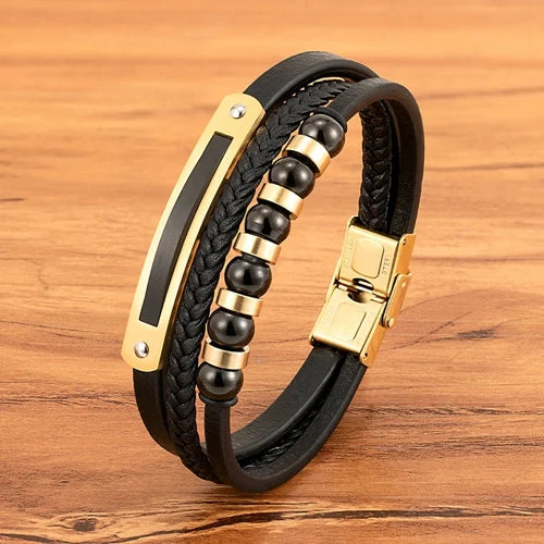 Braided Leather Statement Bracelet