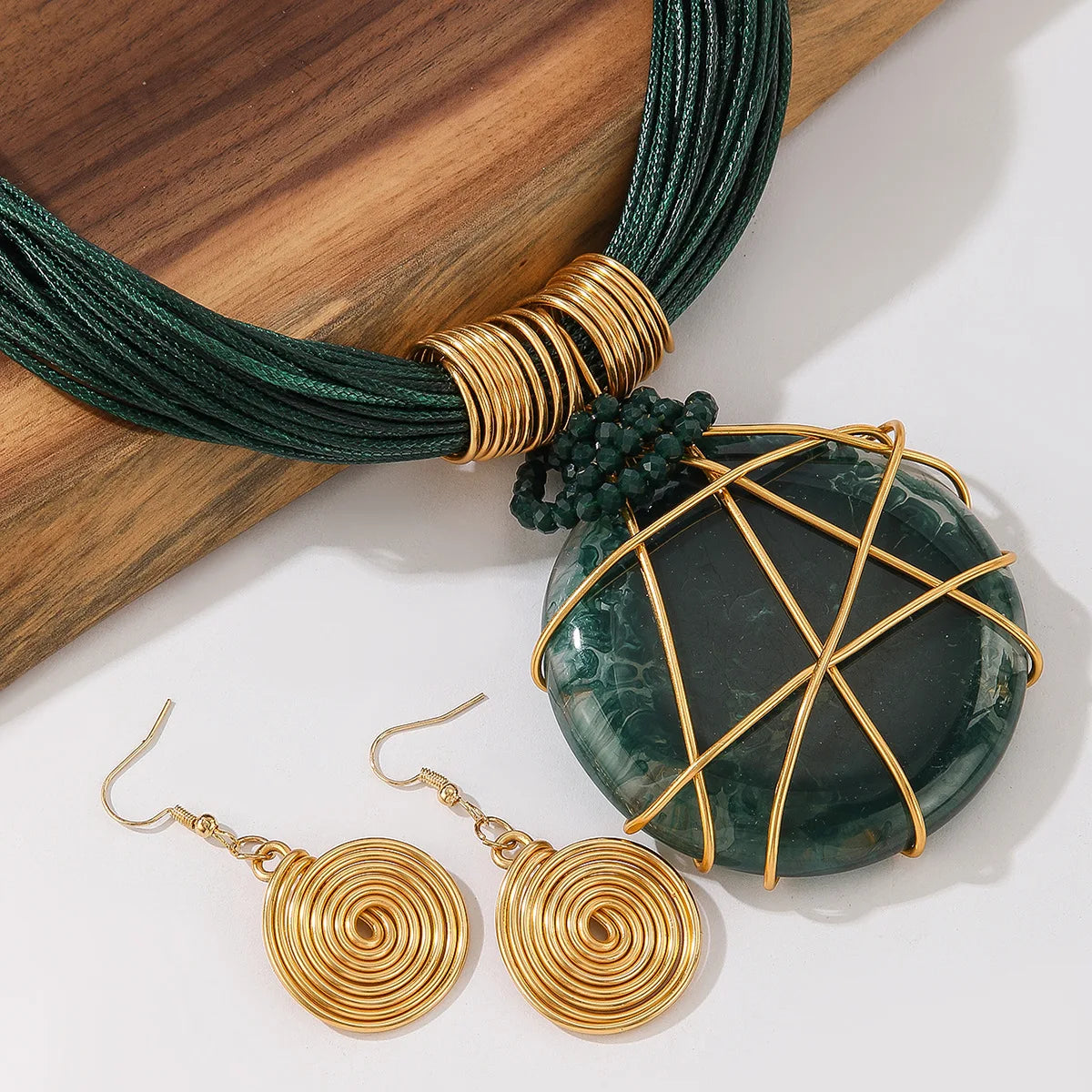 Hand-Woven Resin & Aluminum Statement Set