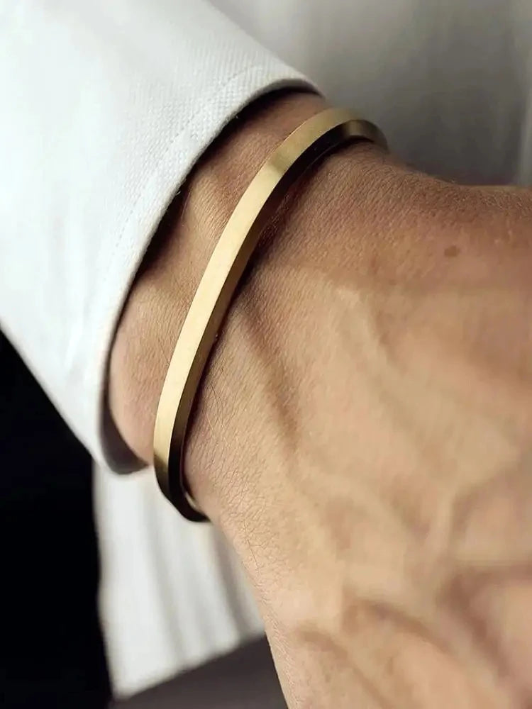 Polished Steel Open Cuff Bangle