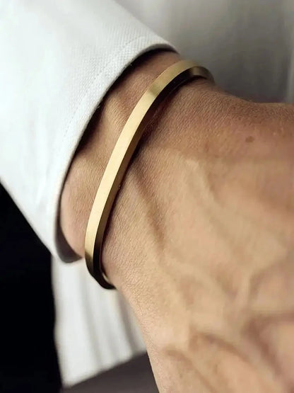 Polished Steel Open Cuff Bangle