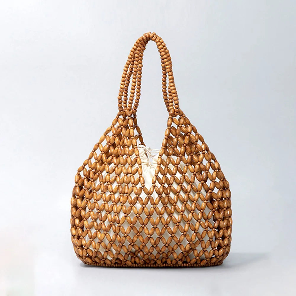 Beaded Bucket Tote Handbag
