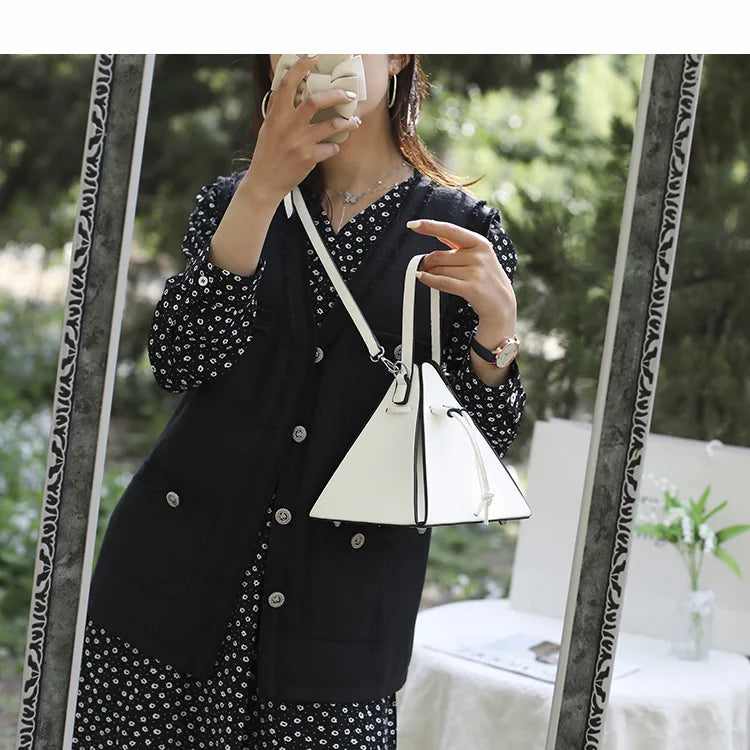 Geo Triangle Drawstring Bucket Bag