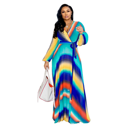 Women's Printed Wrap Maxi Dress