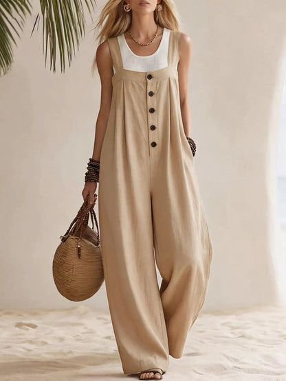 Sundrift Wide-Leg Button Overalls