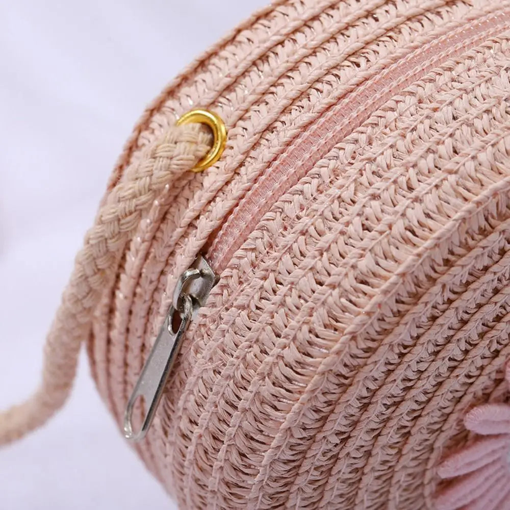 Handmade Round Rattan Crossbody Bag