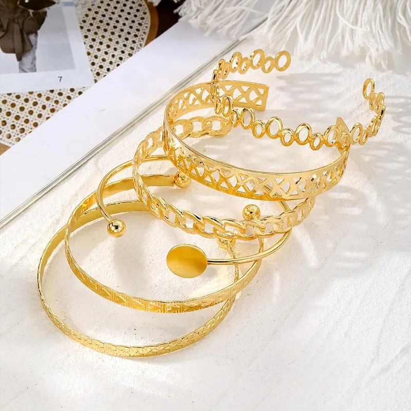 Modern Geometric Stackable Bangle Bracelet Set