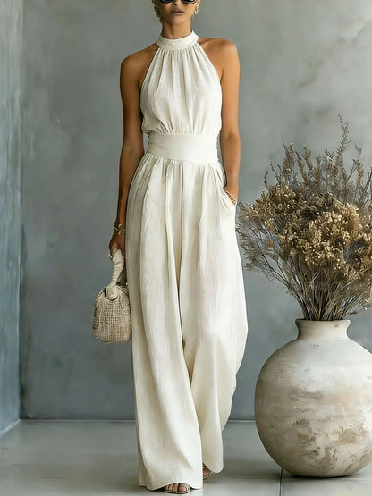 Elegant Halter Wide Leg Jumpsuit