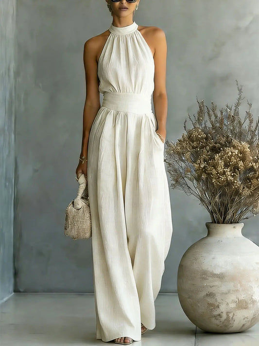 Elegant Halter Wide Leg Jumpsuit