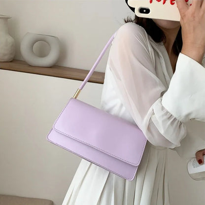 Minimalist Leather Baguette Shoulder Bag