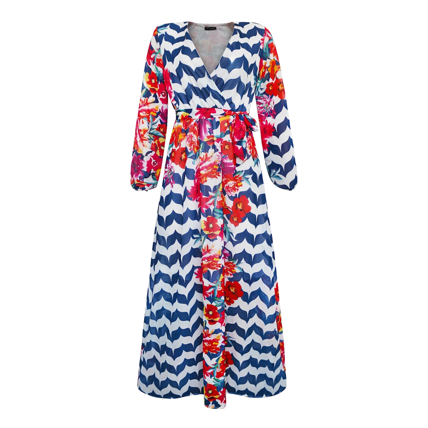 Women's Printed Wrap Maxi Dress