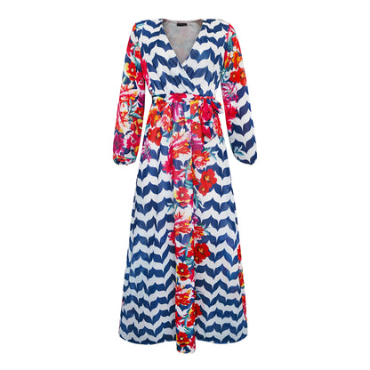 Women's Printed Wrap Maxi Dress