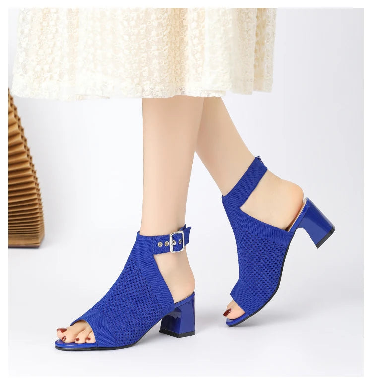 Chic Knit Peep Toe Sandals