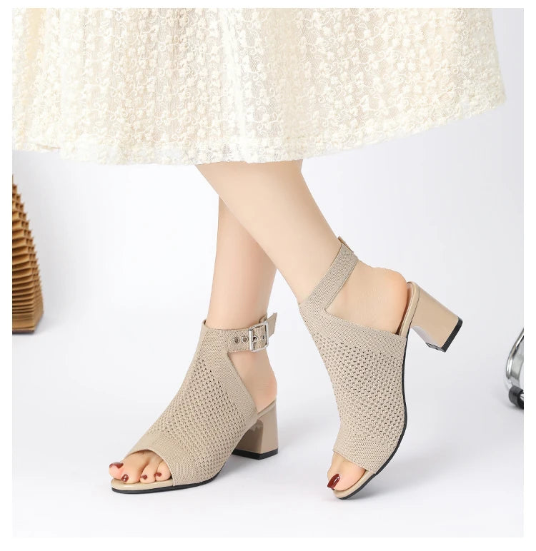 Chic Knit Peep Toe Sandals