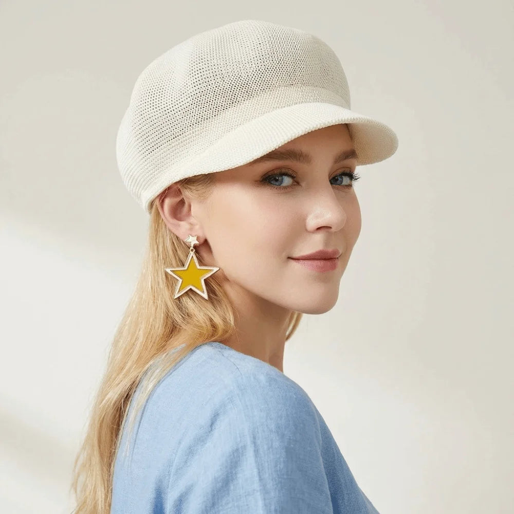 Breathable Woven Visor Newsboy Cap
