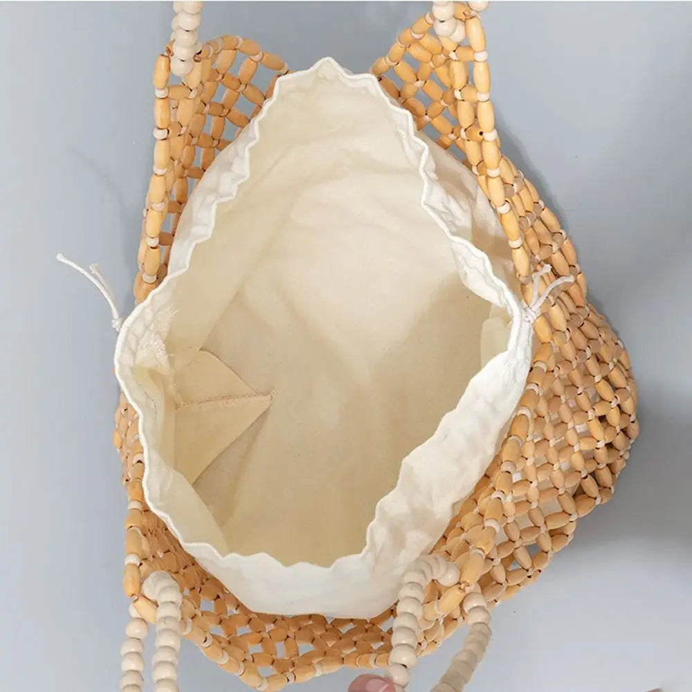 Beaded Bucket Tote Handbag