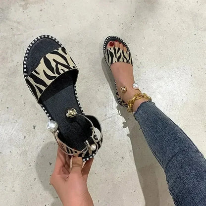 Pearly Bead Slingback Sandals