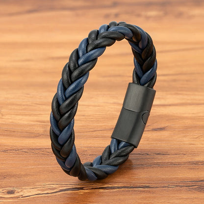 Braided Leather Cuff Bracelet for Men