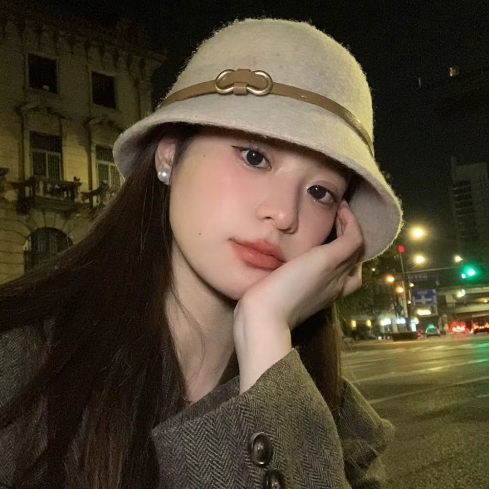 Chic Wool Buckle Cap