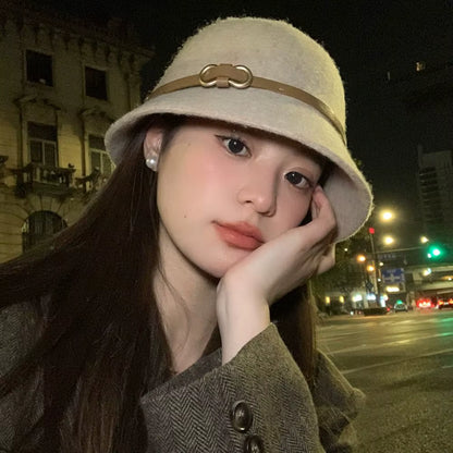 Chic Wool Buckle Cap