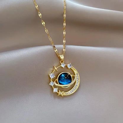 Celestial Zircon Moon Necklace