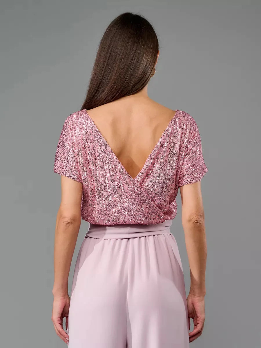 Glittering Sequin Tie Waist Jumpsuit