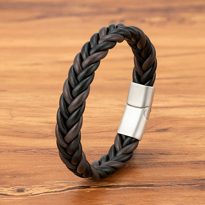 Braided Leather Cuff Bracelet for Men