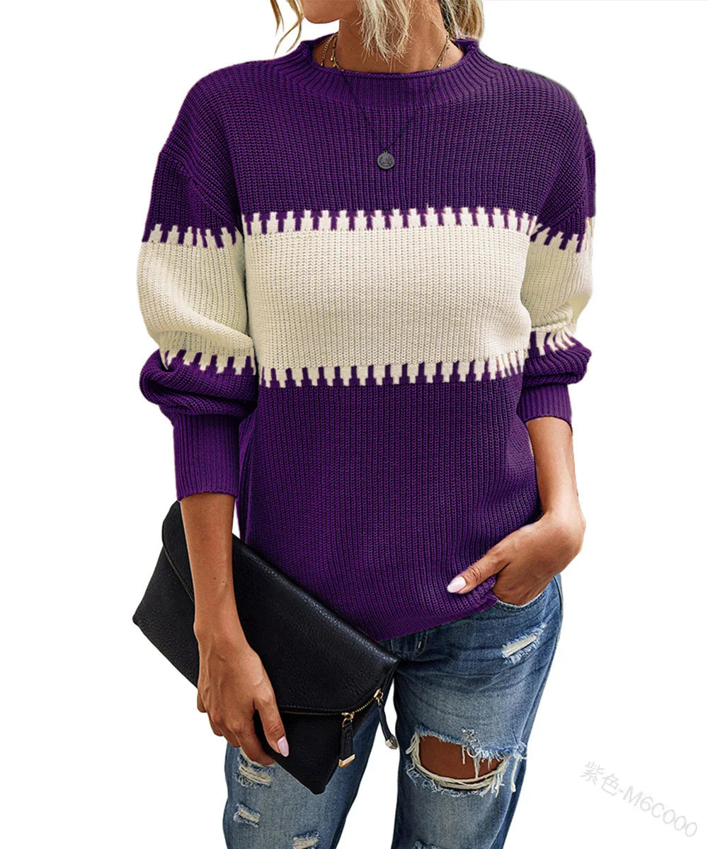 Effortless Chic Color Block Knit Sweater