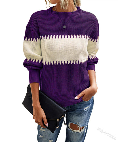 Effortless Chic Color Block Knit Sweater