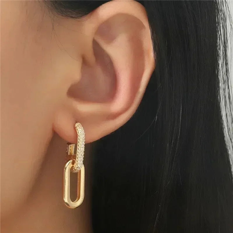 Luminous Spark Rectangle Zircon Earrings
