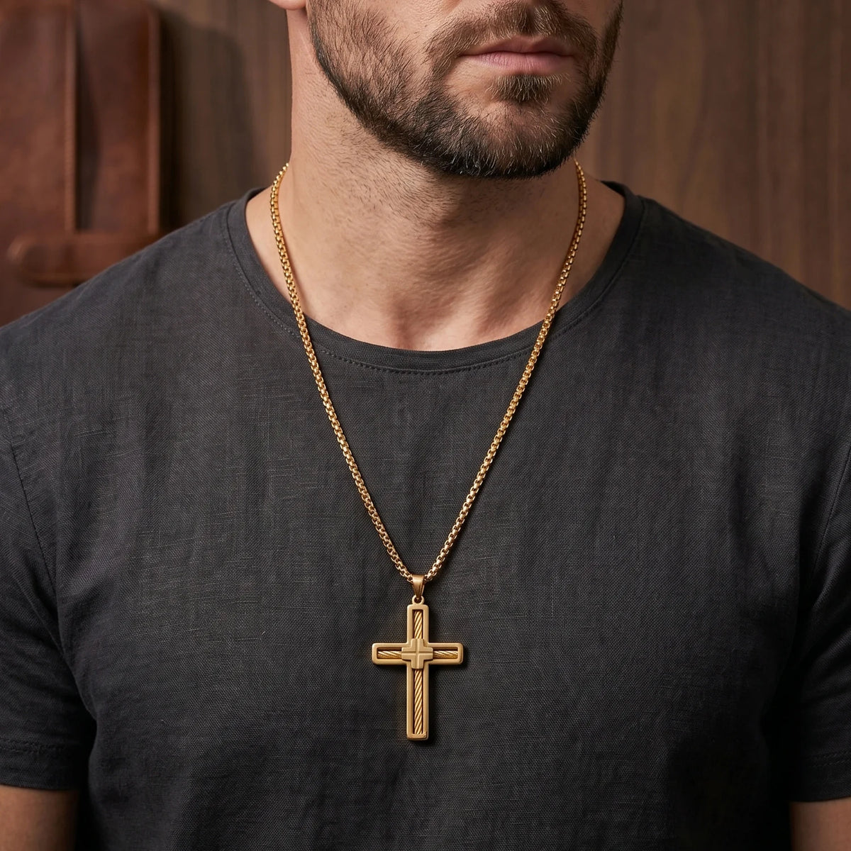 Urban Steel Wire Cross Pendant Necklace