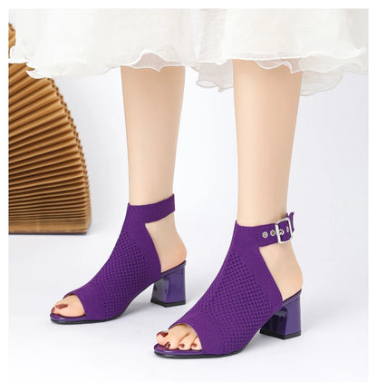 Chic Knit Peep Toe Sandals