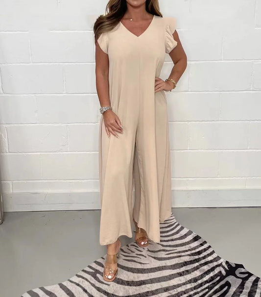 Elegant V-Neck Ruffle Jumpsuit
