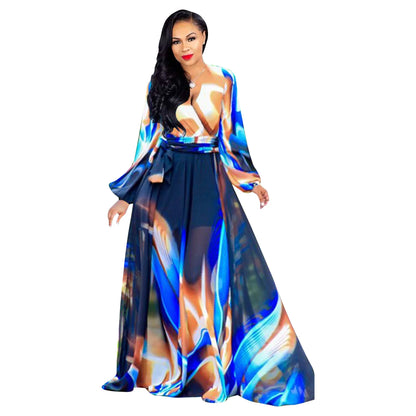Women's Printed Wrap Maxi Dress