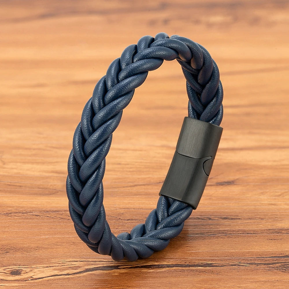 Braided Leather Cuff Bracelet for Men