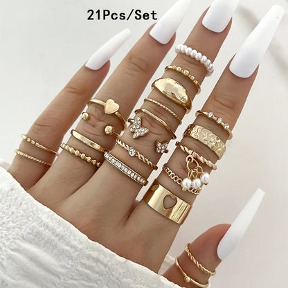 Bohemian Style Women Ring Set