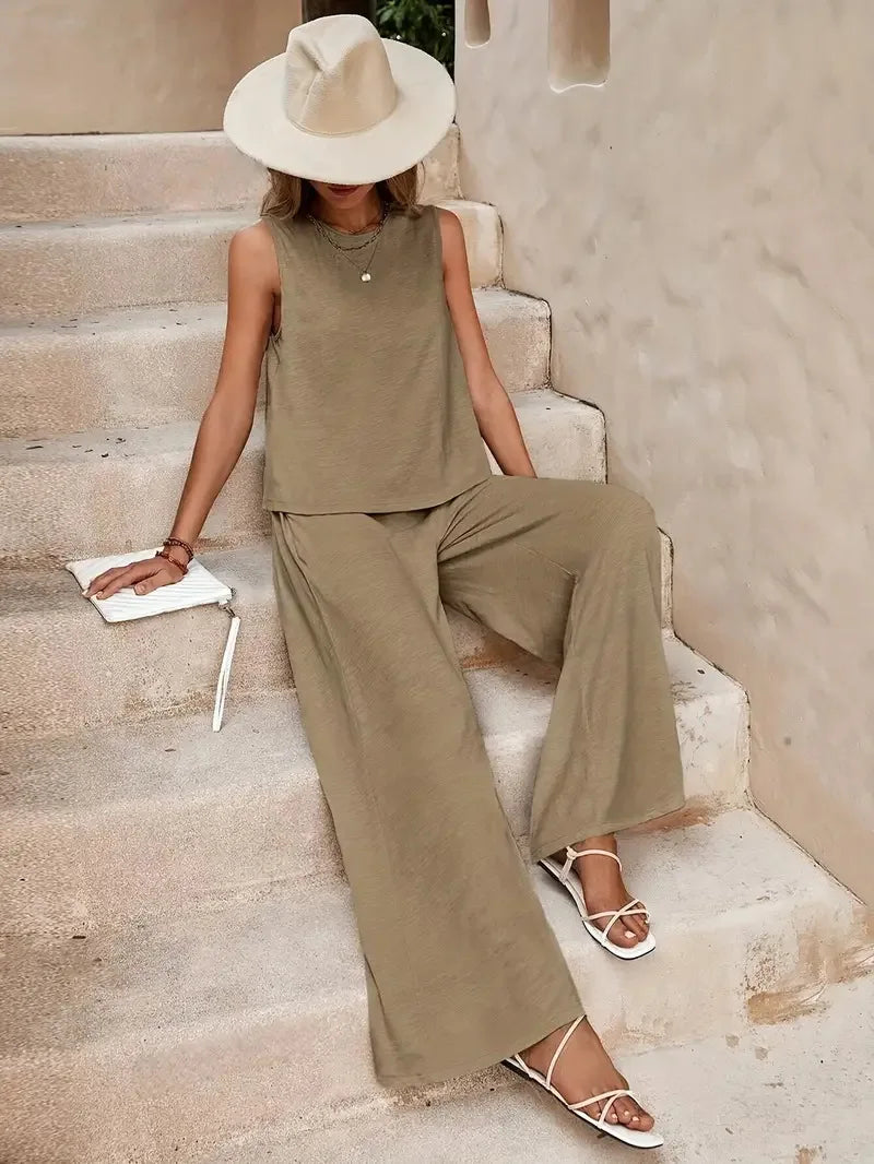 Serene Breeze Wide-Leg Two-Piece Set