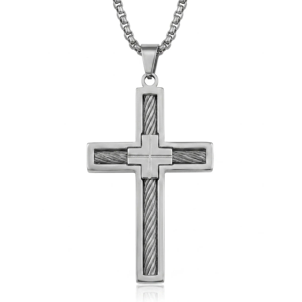 Urban Steel Wire Cross Pendant Necklace
