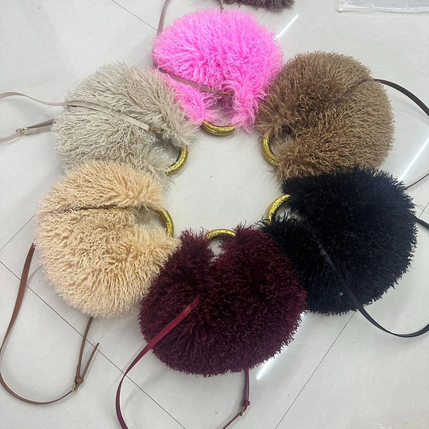 The Spice Girl Round Faux Fur Ring Bag