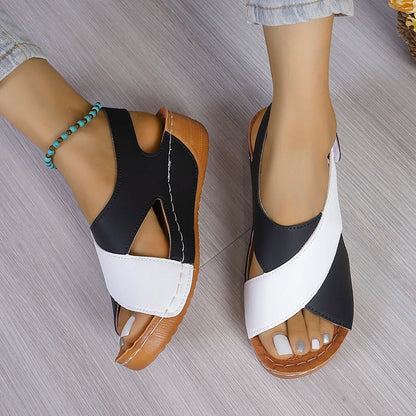 Casual Style Colorblock Wedge Sandals