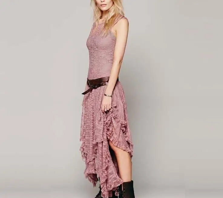 Enchanted Lace Handkerchief-Hem Dress