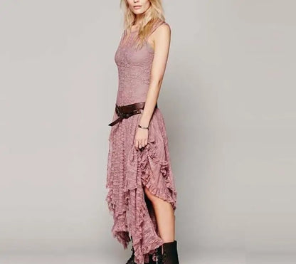 Enchanted Lace Handkerchief-Hem Dress