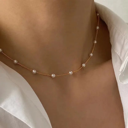 Elegant Beaded Pearl Necklace Women