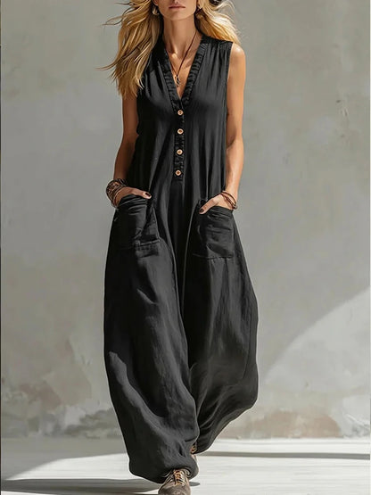 Effortless Wide Leg Sleeveless Jumpsuit