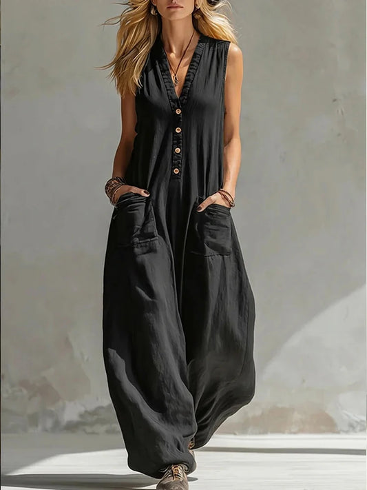 Effortless Wide Leg Sleeveless Jumpsuit