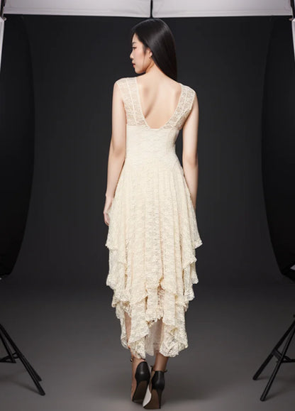 Enchanted Lace Handkerchief-Hem Dress