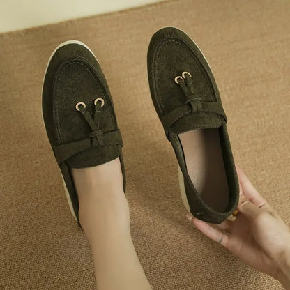 Lefu Women's Soft Leather Comfortable Flats