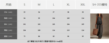 A size chart table in Chinese showing measurements for clothing sizes S through XXL, alongside a model photo on the right wearing a dark gray dress. The table lists garment lengths and other dimensions in centimeters.