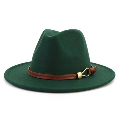 Belt Buckle Wide Brim Fedora Hat