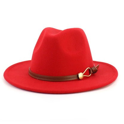 Belt Buckle Wide Brim Fedora Hat