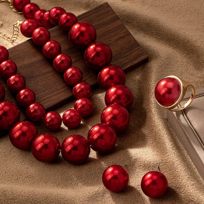 Chic Faux Pearl Statement Jewelry Set